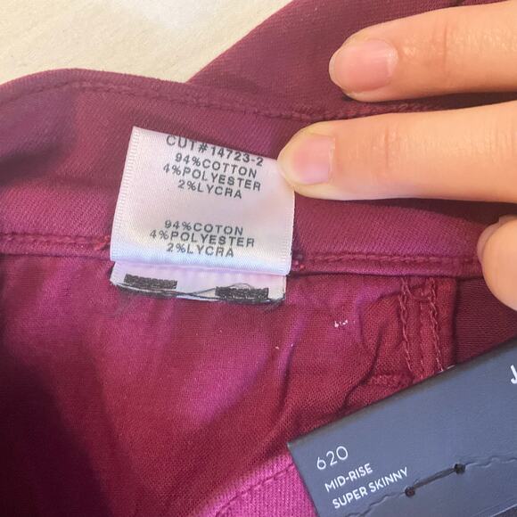 J Brand Women Skinny Jeans 602 Size 28 Deep Plum Red Mid-Rise Stretch Boot Cut - Picture 10 of 12